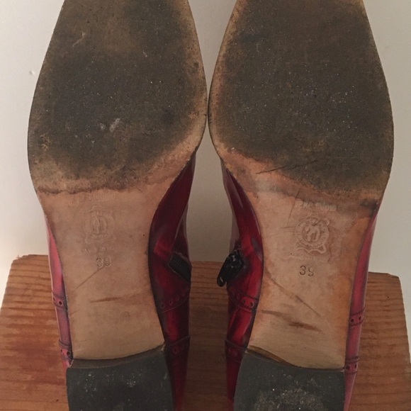 Sacco Red Patent Leather Western Ankle Boots. EU Size 39- US Size 8 1/2 to 9 - Picture 5 of 7